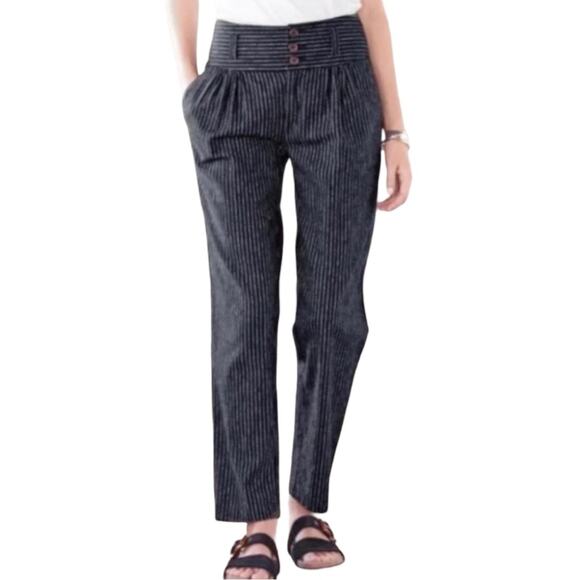 Sundance Amelia Linen Blend Black Pinstripe Pants 14 - Picture 1 of 10